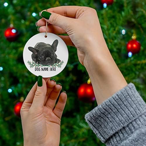 Personalizirano ime Brindle French Bulldog Darovi 2023 božićno drvce ukrasi krug keramika