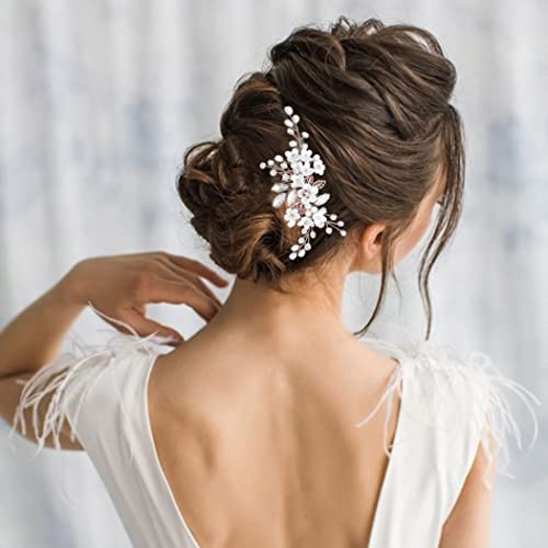Biserni češalj za vjenčanu kosu s kristalima od ružičastog zlata vjenčani češljevi za kosu s cvijećem Dodaci za mladenkinu kosu za