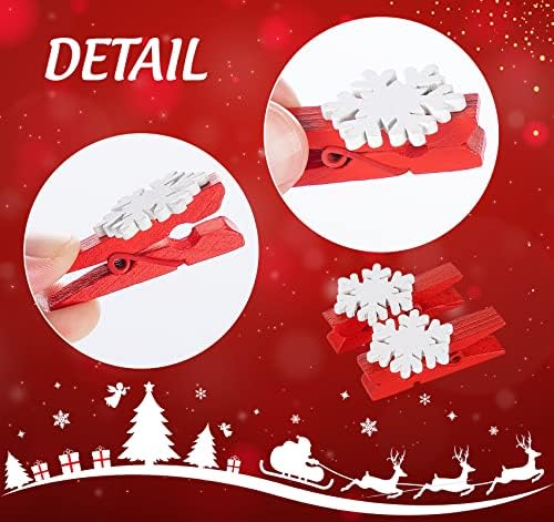 Ilauke 60pcs božićne drvene kapke, mini snježne pahuljice isječnice s 10m jutam vrpcom za božićne kartice držač za fotografije papira