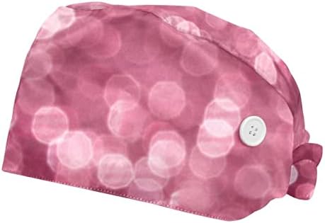 Niaocpwy 2 pakiranje ružičastog svjetlucava efekt twinkle sjajne radne kape s znojem za žene muškarce, bouffant pilinga turbana