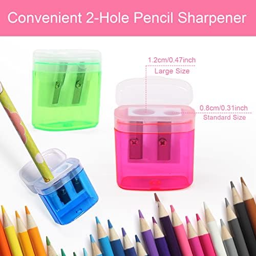 Ručni šiljilo za olovke s dvije rupe - 60 kom u boji Mali šiljilo za olovke na veliko s poklopcem ručna plastika za školu kućnog ureda
