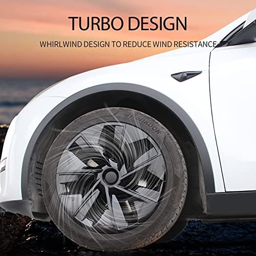 Nakonic 4PCS za Tesla model y kotača za pokriće od 19 inča kotača Hubcaps Sjajni crni klasični dizajn Poklopac kotača Zamjena za Tesla
