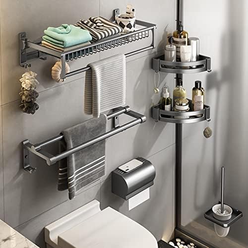 Stalci za ručnike za kupaonicu od 24 inča zidni sklopivi stalak za ručnike s stalkom za ručnike i kukama za odlaganje ručnika za kupaonicu