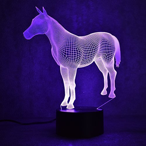 3D konjska noćna lampica svjetiljka 7 boja promjena LED dodir usb tablice poklon dječji igračke ukrasi ukrasi božićni valentini dar