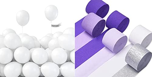 Partywoo bijeli baloni 50 PCS i CREPP papir Streams 6 Rolls