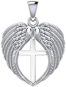 Nakit Peter Stone osjećajte mirno u anđelima Wings Silver privjesak s križnim TPD5481