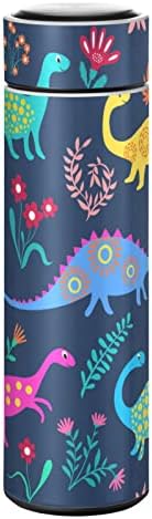 Glaphy Flowers Dinosaur boca vode od 12 oz, bez BPA, nehrđajući čelik, izolirana boca vode, za školu, ured, teretana, sport, putovanja,