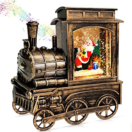 Glazbeno pjevanje osvijetljeni božićni vlak snježni globus lampionski ukras s timerom 8 pjesama Djed Božićnjak poklon kutija USB ili