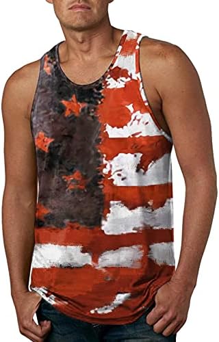 XXBR muški havajski tenk Top, Dan neovisnosti, prsluk bez rukava Summer Loose Casual Beach Seaside Top majica Prevelika košulja Bijela