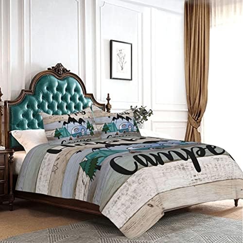Kolviiv kamper posteljina za kampiranje posteljine prekrivače se postavljaju sretno kampiranje na rustikalnoj drvenoj spavaćoj sobi