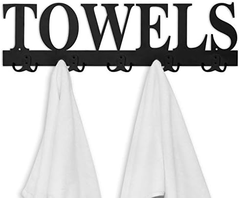 Zidni stalak za ručnike od crnog metala od 5 dvostrukih kuka s izrezanim dizajnom ručnika ukrasne viseće kuke za ručnike