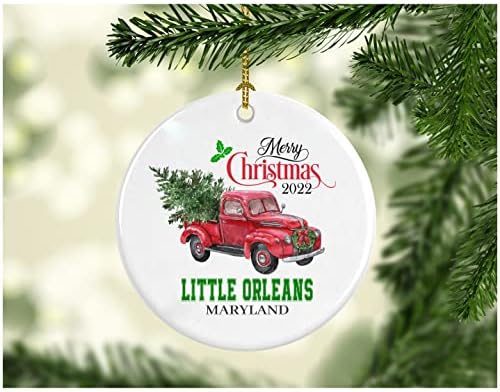 Božićni ukras Stablo Sretan Božić 2022. Little Orleans Maryland Ukras Smiješan poklon Božićni odmor kao obitelj Prilično rustikalni
