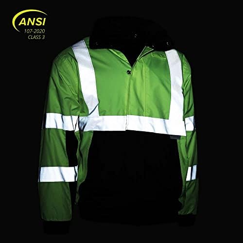 Reflektirajuća odjeća Visoka vidljivost 2 -tona sigurnosna vodoorna bombarska jakna uklonjiva kapuljača, ANSI klasa 3 kompatibilna