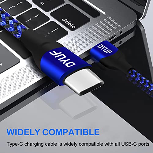 Kabel DYUF USB C na USB C, 60 W [3PCS 3,2 4,9 ft ft 6,5 ft] high-Speed USB kabel C s plavim оплеткой 3A, kompatibilan sa Samsung Galaxy