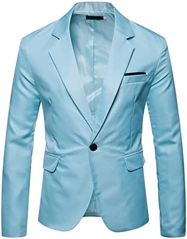 Muški lagani sportski kaput s 1 gumbom, ležerni jednobojni ugrađeni sako s izrezima na reveru, poslovni sako za zabavu