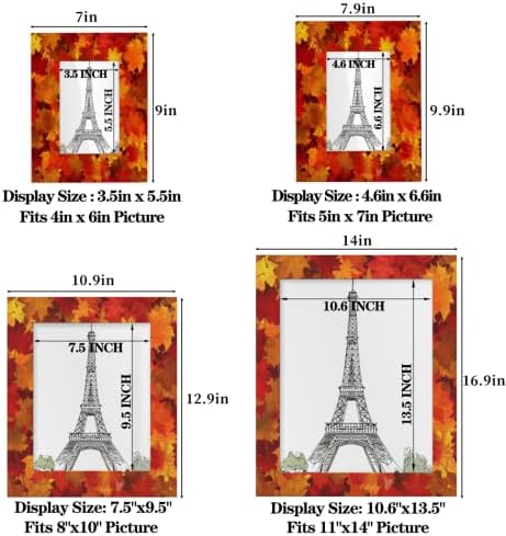 Dan zahvalnosti Maple 5x7 okvir za slike, jesen lišće fotografije prikaz okvira slike 5x7 ili 4x6 slike za zid i tablicu okomito ili