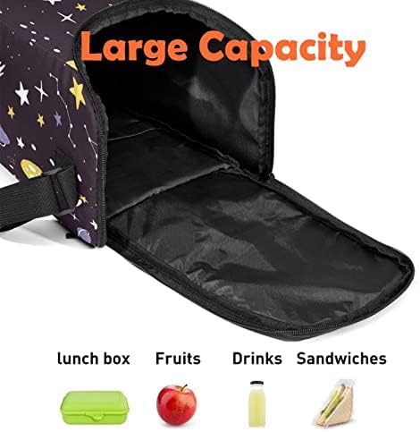 Kompaktna kanta za ručak s planetima, zvijezdama i kometima iz crtića, velika torba za ručak s patentnim zatvaračem za posao, piknik,