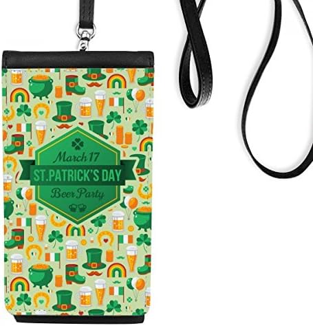 Clover Beer Rainbow Ireland St.Patrick's Day Telefon torbica za novčanik Viseća mobilna vrećica Crni džep