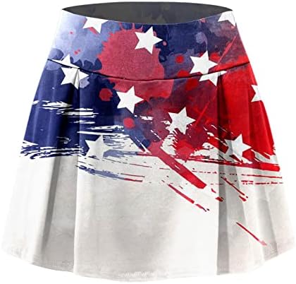 4. srpnja teniske suknje s kratkim hlačama za žene s visokim strukom nabojeni protočni golf Skorts 2 u 1 američkoj zastavi Workion
