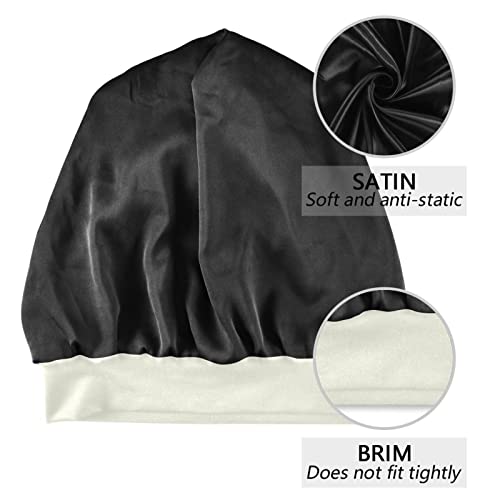 Satenska kapa za spavanje, omot za kosu, omot za kosu, voluminozna kapa za zaštitu kovrčave kose, pokloni za muškarce i žene, crne
