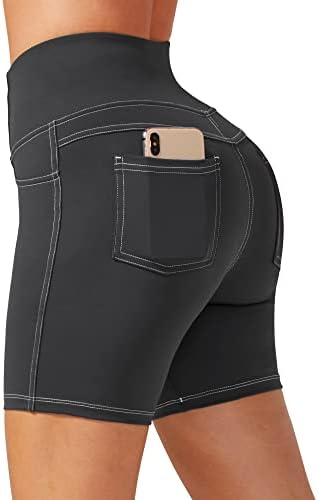 G4free biciklističke kratke hlače za žene 5 ”/8 visoki struk trčanja joga kratkih hlača sa stražnjim džepovima za casual teretana