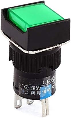X-DREE AC 220V Green Light 16 mm Mount SPDT Momentalni prekidač gumba (Intertuttore a pulsante momentaneo spdt po montaggio su pannello