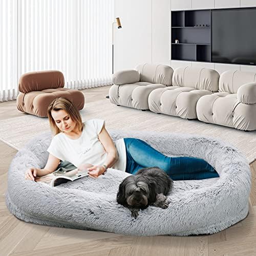 Krevet za ljudske pse, veliki krevet s vrećicom za grah za ljude, krevet za pse s vrećicom za zvečke, veliki krevet za pse ljudske