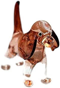 Staklo veliko uho staklo pas ฺ smeđa mini staklena životinjska figurica Farma minijaturna ručna umjetnost