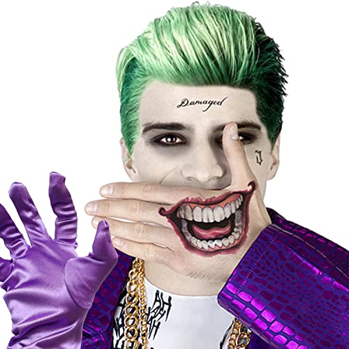 Pandecor Halloween kostim Joker privremena tetovaža s ljubičastim rukavicama