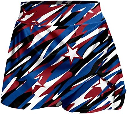 4. srpnja teniske suknje američke zastave s kratkim hlačama za žene visoki struk, naplaćeni golf golf skorts 2 u 1 trčanju kratkih