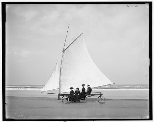 Beskonačne fotografije fotografija: Jedrenje, plaža, rekreacija, jedra, obale, bicikli, tricikli, Ormond, Florida, FL, 1890