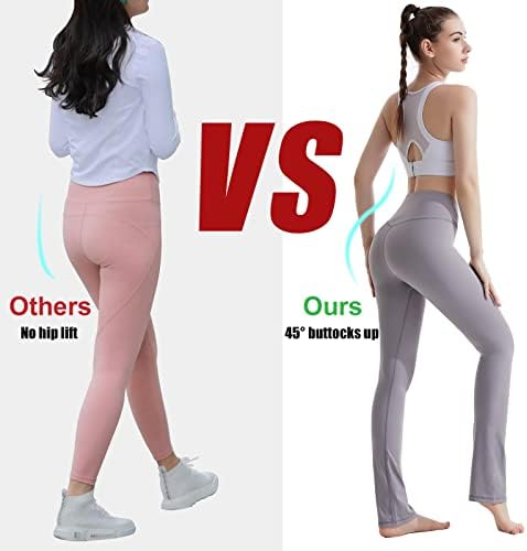Yoga hlače za žene v crossover s visokim strukom gamaša za kontrolu trbuha trbuha bootcut flare trčanje trening casual gamaša