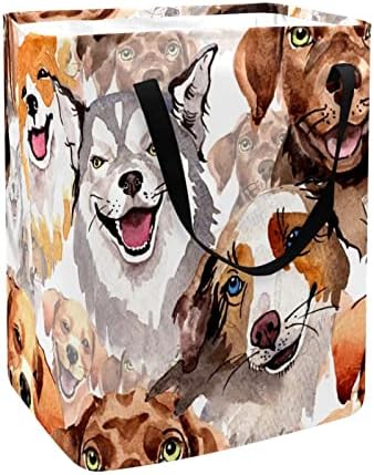 Pas divlja životinja akvarel Print s uzorkom sklopiva košara za rublje 60L vodootporne košare za rublje košara za pranje odjeće igračke