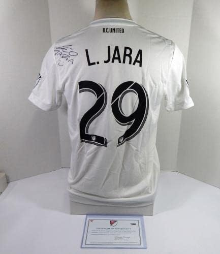 2019 DC United Leonardo Jara 29 Igra korištena potpisana White Jersey l DP38339 - Autografirani nogometni dresovi
