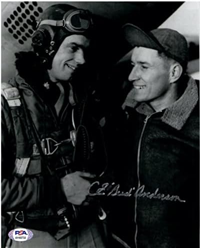 CE Bud Anderson potpisao 8x10 PSA DNK WWII P -51 ACE 16,25 Ubojstva s članom posade - Autografirane MLB fotografije