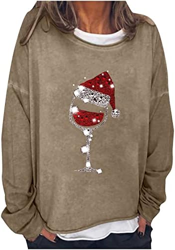 Ženske vesele svijetle božićne košulje s okruglim vratom s dugim rukavima jesen 2022 ležerna modna božićna majica labavi odjevni pulover