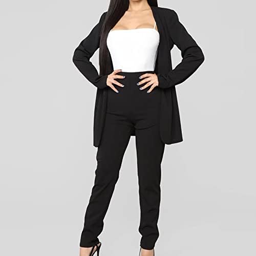 Ženska poslovna odjeća od 2 komada Rasprodaja - ženski poslovni kaputi od 2 komada s dugim rukavima, vrhovi, jednobojni setovi s dugim