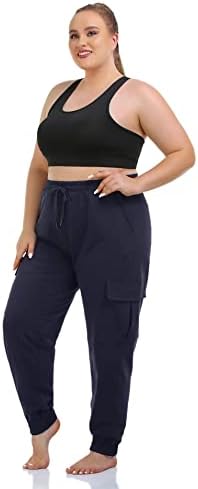 Zerdocean Women's Plus Size teretni treneri Aktivni trening casual znojne hlače joggers hlače džepovi izvlačenje izvlačenja