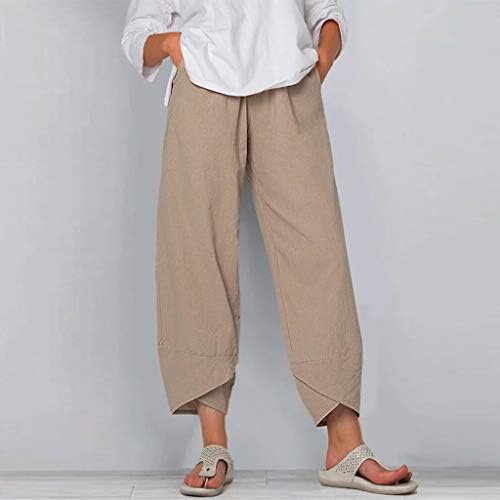 MGBD široke hlače za noge žene hlače povremene visoke struke plus lanene ljetne trendovske tropske lagane hlače boho plaže