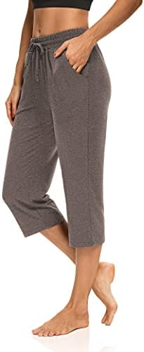 ZJCT Women Yoga Capri hlače široke noge za noge udobno labavi dnevni boravak pidžama kapris za žene s džepovima