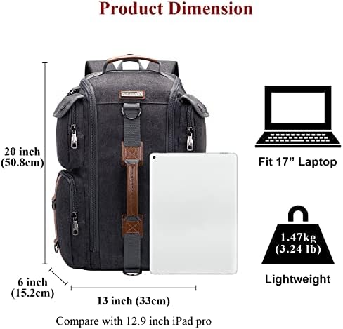Witzman putuje ruksak za muškarce i žene nose platno ruksak vrećice za duffel za zrakoplove stane na 17 inčni laptop