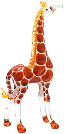 Ručno puhana staklena figurica smeđa žirafa ručno izrađena minijaturna životinjska umjetnost