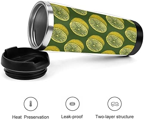 Retro limunov uzorak putničke šalice kave s poklopcem izoliranim šalicama od nehrđajućeg čelika dvostruka zidna boca