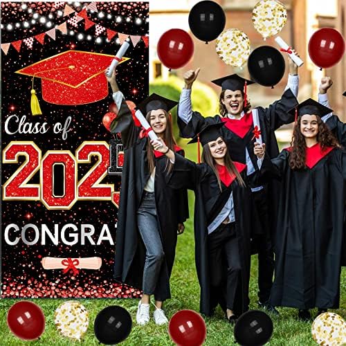 2023. Ukrasi o diplomiranim zabavama - Crveno zlato Čestitavanje klase 2023. godine diplomiranih natpisa Viseći trijem znakovi za školski