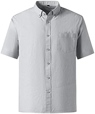Maxjon muški ležerni gumb dolje košulje s kratkim rukavima Pamučne lanene košulje za muškarce Ljetne košulje na plaži