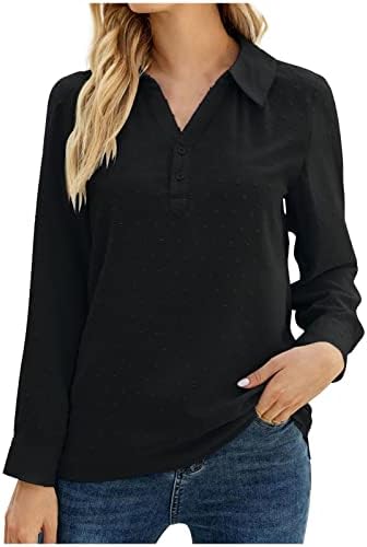 pimelu žene casual solid boju s manžetom s dugim rukavima dugi rukav labava majica jesenski bluza pulover gumb vrhovi bluza bluza