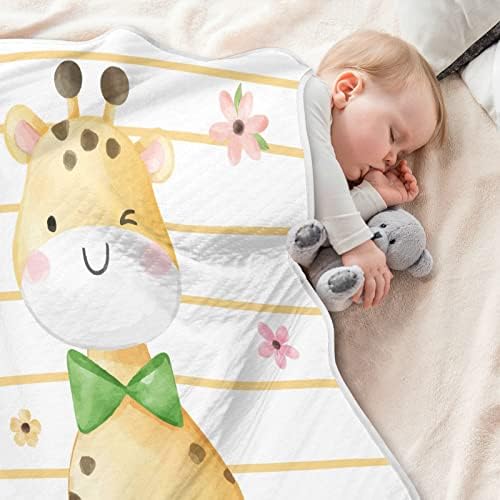 Swaddle pokrivač Slatka žirafa za bebe cvijeće pamučno pokrivač za dojenčad, primanje pokrivača, lagana mekana pokrivača za krevetić,