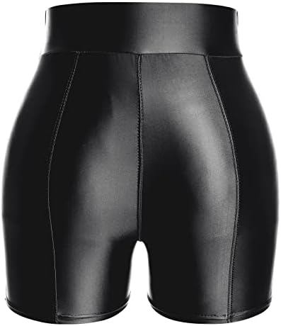 Ženske sjajne biciklističke kratke kratke hlače sjajne Wetlook visoki struk Dance Bottoms Hipster Rave Booty Active Shorts