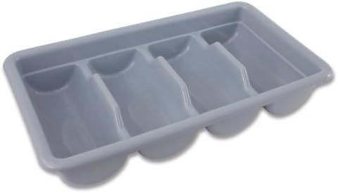 Kutija za pribor za jelo u sivoj boji S 4 odjeljka, plastična konstrukcija, vanjski dio od nehrđajućeg čelika, 17 inča za 10-1 / 2