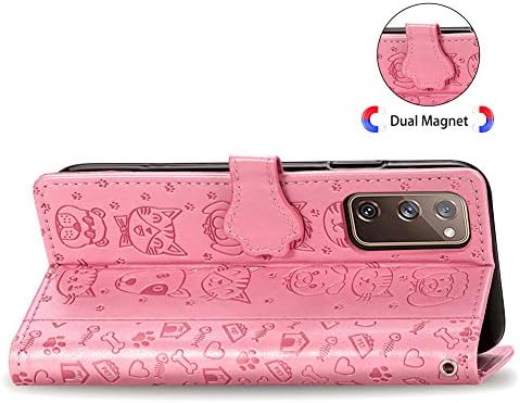 MEIKONST Prekrasna torbica sa slikom mačke i psi za Galaxy S20 FE 5G, flip-novčanik u stilu knjige, stilski torbica za telefon od umjetne